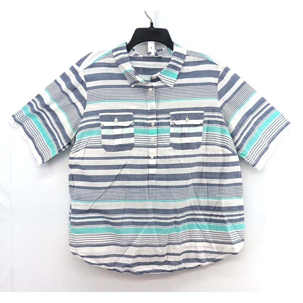 Cato Shirt Women Size 18/20W Multicolor Striped Lightweight Short Sleeve Top